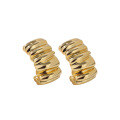 wholesale 925 Sterling Silver Folded and Twisted Gold Earrings for Women, Studs, Light Luxury Advanced Retro Style New Earrings-0-4