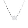 wholesale S925 Sterling Silver Korean Style Minimalist Diamond Cut Square Pendant Necklace Fashion Design Choker-0-4