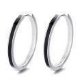 wholesale S925 sterling silver epoxy black line ear hoops, trendy sweet and cool style, hip-hop unisex earrings-0-4