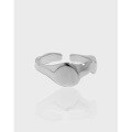wholesale S925 Sterling Silver Korean Version Ins Minimalist Design Asymmetrical Polished Textured Open Adjustable Ring for Women-0-0