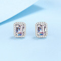 wholesale Pt950 platinum plated 925 sterling silver women's ear jewelry wholesale 1 carat fancy cut moissanite stud earrings-0-0