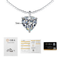 S925 Silver Moissanite Detachable Choker Necklace Wholesale-50-point heart-shaped moissanite  925 silver + 40cm collar