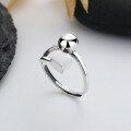wholesale S925 Sterling Silver Irregular Cube Lucky Bead Ring, Ins Simple Daily Korean Style Versatile Index Finger Ring-0-2