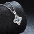 S925 Sterling Silver Luxury Four-Pointed Star Moissanite Pendant Necklace-0-0