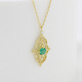 wholesale 18k Gold ArtLi Jewelry Fashion Trendy Niche Versatile Light Luxury Style Hollow Out Emerald Full-cut Diamond Necklace-0-2