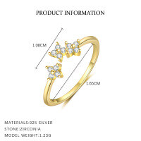 wholesale S925 Sterling Silver French-style Floral Ring For Women, Simple And Versatile Wholesale-K2042-Gold 7
