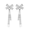 wholesale S925 Sterling Silver Zirconia Tassel Bow Ear Studs, Niche, Unique, Fashionable Earrings for Women, Versatile Wholesale-0-4