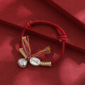 wholesale 999 Silver Auspicious Wealth-Bell Bracelet for Women, Year of the Snake, Handwoven Couple's Red String Rope Bracelet-0-3