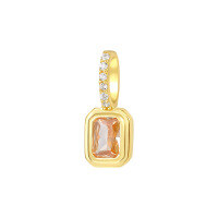wholesale S925 Sterling Silver French Zodiac Necklace With Colorful Zircon Pendant-A3809-Orange Zirconium/Gold Color_Single Pendant 925 Silver