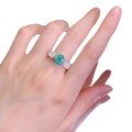 wholesale S925 Sterling Silver New Style Live Stream Edition White Mother-of-Pearl Inlaid 7*9 Paraiba High-Carbon Diamond Ice-Cut Ring-0-4