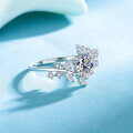 S925 Sterling Silver Moissanite Snowflake-Inspired Halo Engagement Ring with Dazzling Fire-0-1