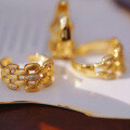 wholesale S925 sterling silver full-body retro handmade brushed gold bean ring, stylish and luxurious versatile band-0-3