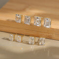 wholesale S925 Silver Emerald Cut Multi-Size Rectangular Pagoda Ear Studs for Cross-Border Wholesale on AliExpress-0-1