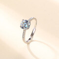 wholesale Sterling Silver, 1-carat D-color Moissanite Ring, Small Design Four-prong Setting, Fashionable and Light Luxury-0-0