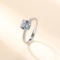 wholesale Sterling Silver, 1-carat D-color Moissanite Ring, Small Design Four-prong Setting, Fashionable and Light Luxury-JZ012250-1 (with Moissanite certificate)  Adjustable opening