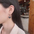 wholesale S925 Sterling Silver Black Inverted Triangle Letter Ear Clasp French Retro Unique Temperament Internet Celebrity Style Earrings for Women-0-3