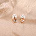wholesale S925 Sterling Silver 12MM White Shell Pearl Round Earrings High-End Camellia Ear Studs Wholesale-0-2