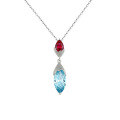 wholesale S925 Silver Blue Teardrop Pendant Women's High-end Fashion Gemstone Necklace Wholesale-0-4