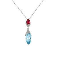 wholesale S925 Silver Blue Teardrop Pendant Women's High-end Fashion Gemstone Necklace Wholesale-Necklace 925 Silver