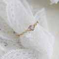 wholesale Metal material comes first DuLi versatile gemstone thin ring gentle and sweet natural amethyst / topaz ring Japanese style gratitude message-0-2