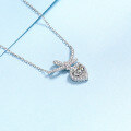 wholesale 925 Sterling Silver Heart-Shaped Moissanite Necklace for Women, Fully Diamond-Cut Bow Love Pendant Luxury Collarbone Chain Live Broadcast Drop Shipping-0-2