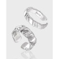 wholesale S925 Sterling Silver Minimalist Geometric Irregular Texture Korean Style Niche Matching Ring Set for Women-0-0