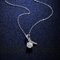 Sterling Silver Pendant with 1-Carat Moissanite, Classic Crossover Necklace for Women.-1-carat necklace (zircon)  925 silver