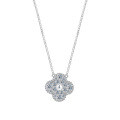 Sterling Silver Five-Leaf Clover Pendant Necklace-0-3