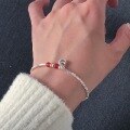 wholesale S925 Silver Bamboo Joint Crushed Silver Red Agate Fat Fu Bracelet Fashion Retro Chinese Style Niche Design Hand Accessory-0-2