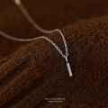 wholesale S925 Sterling Silver Minimalist Single-row Zircon Pendant Necklace For Women, Elegant And Versatile-0-5