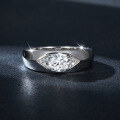 wholesale Plated in 18k Silver, Classic and Minimalist 1 Carat Moissanite Unisex Wedding Ring for Valentine's Gift-0-3