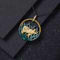 wholesale S925 Silver Green Agate Gemstone Pendant with Designer High-End Animal and Natural Elements Necklace-0-2