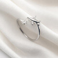 wholesale S925 Sterling Silver Ring Women's Korean Style Small Fresh Lovely Five-Pointed Star Simple Airplane Inlaid with Diamond Openable J6063-0-2