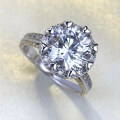 wholesale S925 Silver 3-Carat High-Carbon Diamond Ring with Bow Divided Gold Prong Setting, Elegant and Fashionable-0-1