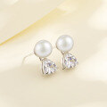 wholesale S925 Sterling Silver Rhinestone Earrings with Designer-inspired Cultured Pearls, Euro-American Style Cross-Border Diamond-Encrusted Earrings for Wholesale-0-0
