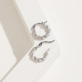 wholesale Metal Material: 925 Sterling Silver European and American Style Textured Twist Earrings, Korean and Japanese Version Ins Style Hoop Earrings, Silver Ear Studs, Cross-Border New Accessories-0-2