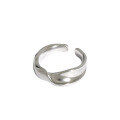 wholesale S925 Sterling Silver JT463 Korean Version Ins Small and Unique Design Minimalist Versatile Elegant Twisted Texture Open Ring for Women-0-5