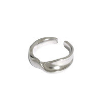wholesale S925 Sterling Silver JT463 Korean Version Ins Small and Unique Design Minimalist Versatile Elegant Twisted Texture Open Ring for Women-Platinum [No. 14/Adjustable]>Opening adjustable