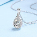 wholesale PT950 gold-plated 925 silver moissanite necklace for women, new style full pave teardrop pendant, elegant and luxurious collarbone chain for wholesale-0-1