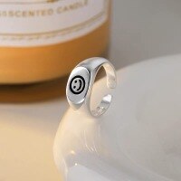 wholesale S925 silver minimalist design open-ended smiley tail ring, fashionable and unique, understated and high-end women's ring-xb662-copper platinum