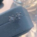 wholesale S925 Sterling Silver Zircon Moon Flower Ear Studs, Fashionable Minimalist Sweet Temperament Advanced Niche Design Versatile Earrings-0-2