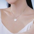 wholesale S925 Sterling Silver Cross-Border Hot-Selling Women's Necklace with White Shell Fishnet Double-Sided Pendant, Stylish and Versatile Choker-0-3