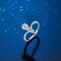 S925 Sterling Silver 1-Carat Moissanite Crown Waterdrop Pear-Shaped Women's Wedding Ring Wholesale-0-1