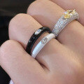 wholesale 925 Sterling Silver Stackable Ring with Black Resin,Ins Unisex Jewelry Wholesale-0-2