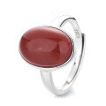 wholesale S925 Sterling Silver Oval Red Agate Ring, Vintage Antique Style Cabochon Index Finger Ring, Factory Direct-0-5