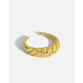 wholesale S925 Sterling Silver 470 Korean Version INS Indie Design Minimalist Textured Cable Twist Open Ring for Women-0-0