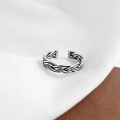 wholesale S925 Silver AR932 Korean-style Fashionable Vintage Distressed Rope Open Ring-0-1