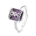 wholesale S925 Sterling Silver Wrapped Purple Zircon Adjustable Niche Luxury Ring Index Finger Ring, Xiaohongshu Viral Hit-0-4