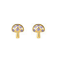 wholesale 925 Sterling Silver Single Mushroom Stud Earrings With Flat Back For Women-0-0