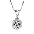 Sterling Silver Fashion Pendant Necklace with Moissanite-0-28